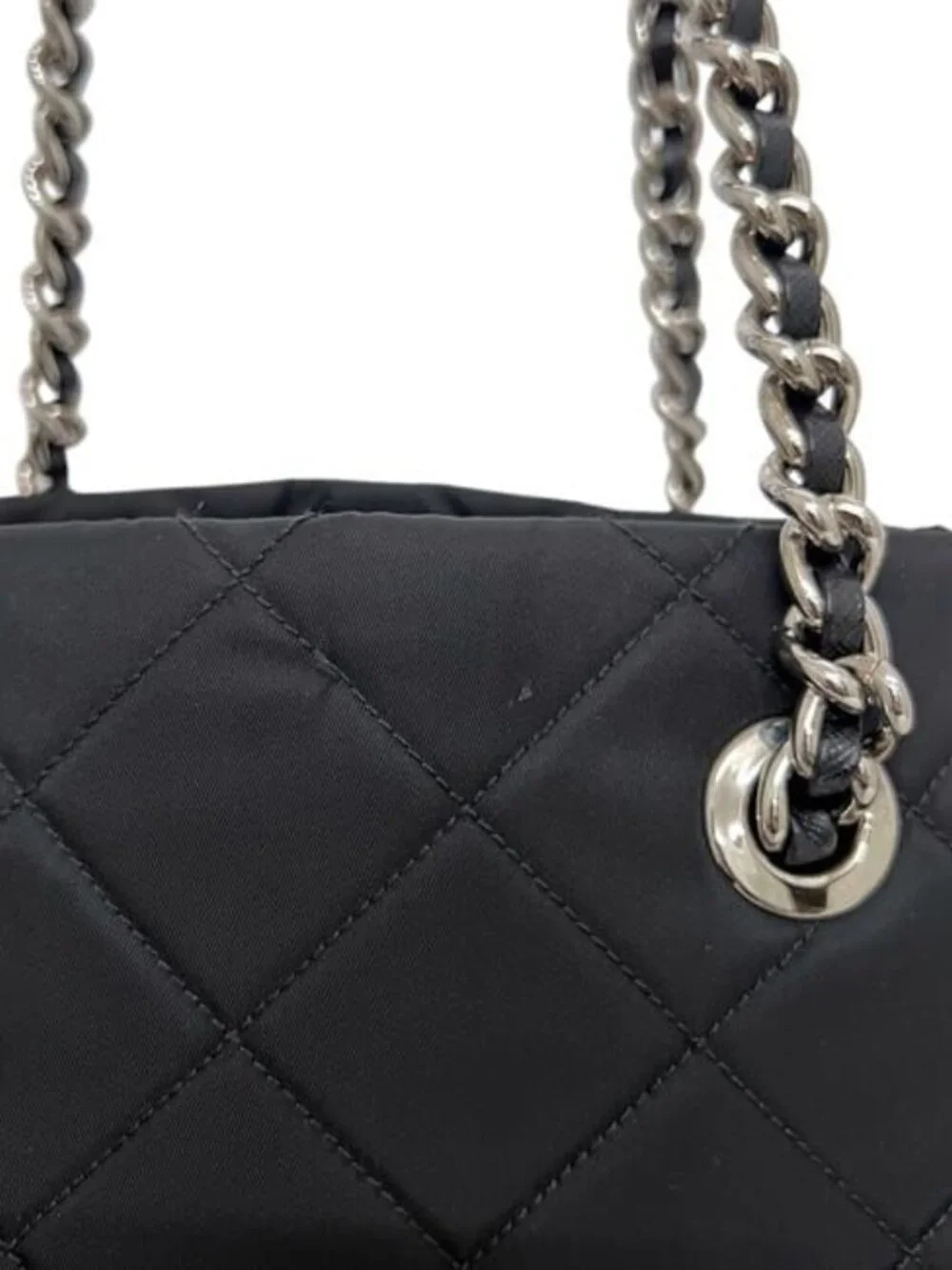 Prada Tote Chainto Black Nero Tessuto - Picture 8 of 10